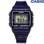 CASIO / W-215H-2A / 卡西歐 計時碼錶 LED照明 鬧鈴 電子數位 橡膠手錶 深藍紫色 38MM