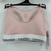 Calvin Klein Modern Cotton Unlined Wireless Bralette sz XS Nymph's Thigh Pink