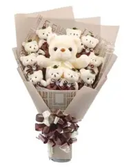 Cute Bear Bouquet - Handmade Plush Bear Bouquet with Cute Soap 10 Little Bears