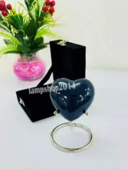 Navy Blue Heart Keepsake Urn,Mini Cremation Urn w/Stand Box Honor Your Loved One