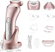 Hatteker Electric Shaver for Women Lady Epilator Electric Razors Kit Hair Remover for Face Chin Arm Leg Armpit Bikini Trimmer Painless Waterproof USB Rechargeable Dry Wet with Detachable Head 3 in 1