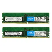 Crucial 32GB (2X16GB) DDR4 2400MHz PC4-19200 2RX8 ECC UDIMM Memory CT16G4WFD824A