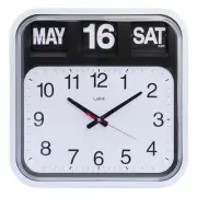 NEW Leni Analogue with Flip Bankers Calendar Wall Clock, White, 43cm