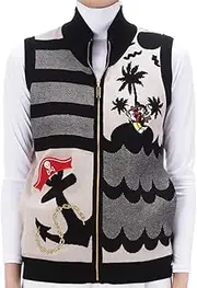 [MU Sports] 701P1302 2019SS Series Retro Voyage Knit Vest, Beige, Size 40, Beige 40