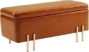 La Bella Storage Ottoman Bench – PU Leather, Metal Legs, Lift-Top Design, Hidden Storage, Seat or Footrest, 97cm – Brown