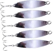 Totority 5pcs Reflective Metal Fishing Lures Kit Strong Bait for Freshwater and Fishing for Bass Crappie and Perch Distance Casting Silver