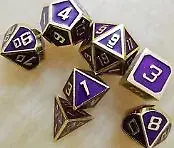 Galactic Dice Premium Dice Sets - Purple & Silver Set of 7 Dice with Tin