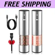 Rechargeable Electric Salt & Pepper Grinder Set - Automatic with LED Light