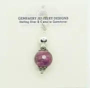 Sterling Silver Faceted Natural RUBY Gemstone Pendant #1684...Handmade USA