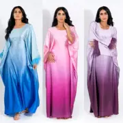 Dubai Satin Abaya Muslim Women Maxi Dress Waisting Kaftan Turkey Islamic Caftan