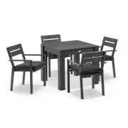 Santorini Outdoor 4 Seater Square Aluminium Dining Table with Santorini Chairs Charcoal - Denim Grey