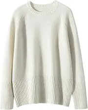 [Generic] Women's Cashmere Sweater Casual Loose O-Neck Pullover Knitwear Thick Raglan Sleeve Clothing Jumper