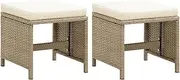 Garden Chairs, Garden Stools 2 pcs with Cushions Poly Rattan Beige