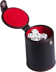 GARVALON Dice Cup and Dices Set Pu Leather Dice Storage Cup Double Layer Lids for Table Games