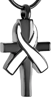 DOTUIARG Cross Stainless Steel Memorial Jewelry for Cremation Ashes Women Keepsake Urn Necklace