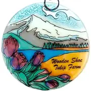 Wooden Shoe Tulip Farm Christmas Tree Ornament - Art Glass Light Catcher