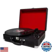 Vintage Bluetooth Record Player with Built-in Speakers, Battery-Powered, 3-Sp