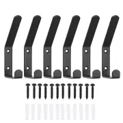 6Pcs Double Wall Hooks 5" Decorative Coat Hooks Towel Hooks for Wall Mount Black