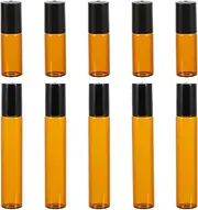 DONFAMDS 10pcs Refillable Glass Roller Bottles Portable Essential Oil Bottles Leak Travel-friendly Tea-colored Containers for Perfume Oils