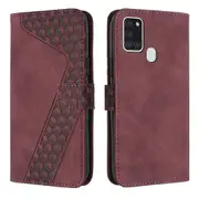 Samsung Galaxy A21S Case, PU Leather Flip Cover Magnetic Clasp Design Wallet Card Slots Stand Case - Red