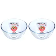 2pk Lemon & Lime Yorkshire Glass 2.6L/22.5cm Mixing Bowl - Clear