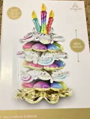 LoonBalloon Giant 30"x46" Birthday Cake Balloon Stacker Kit - Air-Inflatable
