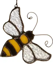 Bumble Bee Ornament Stained Glass Window Hanging Suncatcher Home Decor, Birthday