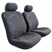 Grey Embossed Velour Seat Covers For Mitsubishi Triton MQ/MR 2021 Front