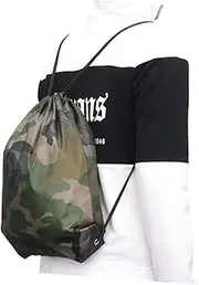HORIALENCE 6Pcs Polyester Drawstring Bags for Sports Travel Beach Swimming Durable Camouflage Backpack for Adults