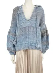 Blue Wool V-Neck Knit Jumper