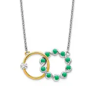 14k Two-Tone Gold Emerald and Real Diamond 18in. Circles Necklace
