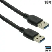 10FT USB 3.0 Type A Male to Male Sync Data Charge Charging Cable Cord Black