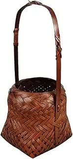 CHILDWEET 1 PC Retro Bamboo Flower Basket Chinese Style Decorative Storage Basket for Home and Design for Flowers Cacti Party Decorations Coffee Color