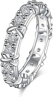 [Generic] Platinum Plated Cubic Zircon Eternity Style Stacking Wedding Band Statement Promise Ring