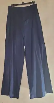 Opening Ceremony Women's Pants High Waist Wide Leg 100% Rayon Blue Sz 2