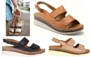 Cabello Comfort Soft Leather Wedge Sandals Cabello Shoes Dulcy Tan Black Taupe