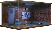 Bivitre 1/18 1P 1/18 Scale Die-Cast Car Display Case - Wooden Frame with LED Lighting, Dustproof Acrylic Cover, 1 Parking Route 66-Left