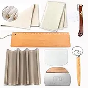 Baguette Baking Tray with Professional proofing Cloth, Baker's Knife, Dough Scraper, Dough Whisk, Baguette Flipping Board- Baguette Tray, Baguette Mould
