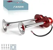 FARBIN Train Horn 12V Car Horn Electric Truck Horn Super Loud Dual Horn Chrome for Semi Trucks Pickups Motorcycles SUV Boat (Red)