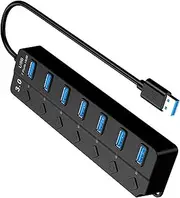 7Port USB Switch Hub, tunghey USB Splitter for Laptop,Multiport USB 3.0 Hub,Multi USB Port Expander,Fast Data Transfer 7 Port USB Hub Compatible with Windows PC, Mac, Printer, Mobile HDD