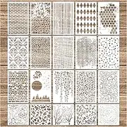 Cubist Mixed Media Layering Stencils for Painting on Wood, Texture Demask Leaf Tree Brick Striped Background Pattern Stencils for Crafts Wall Shoe Cards Canvas Furniture (Texture)