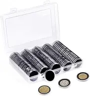 SPLF 100 Pieces 30mm Coin Capsules and 5 Sizes (17/20/25/27/30mm) Protect Gasket Coin Holder Case with Plastic Storage Organizer Box for Coin Collection Supplies