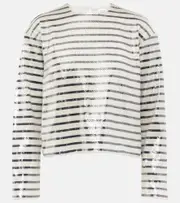 [Frame] Frame Sequined striped cotton top coat AU 6 white