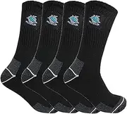 NRL Cronulla-Sutherland Sharks Heavy Duty Reinforced Heel and Toe Work Boot Supporter Socks 4 Pairs | National Rugby League | Men's Sizes