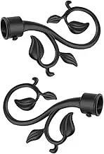 1 Pair Inner Dia.22mm Curtain Rod Finial Ball End Vintage Curtain Pole End - Black