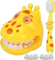 Teeth Model for Teaching Kids, Cartoon Giraffe Demonstration Teeth Model with Toothbrush, Hygienic Habit Cultivation Kids Dentist Play Set for Children Student Dental Kit for Kids