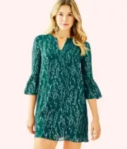 Lilly Pulitzer Elenora Silk Dress Inky Tidal Fish Clip Chiffon Size XS BNWT!