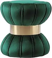 Collic Foot Stool,European Style Living Room Sofa Stool Personality Stool Dressing Stool Home Change Shoes Stool Fabric Round Footstool 40X44Cm,Practicalniture/Green