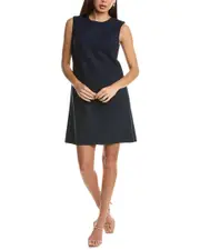 Oscar de la Renta Chiffon Tie-Back Silk-Trim Wool-Blend Shift Dress 6 NoColor