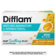 Difflam Sore Throat Lozenges Sugar Free Honey & Lemon 16 Pack